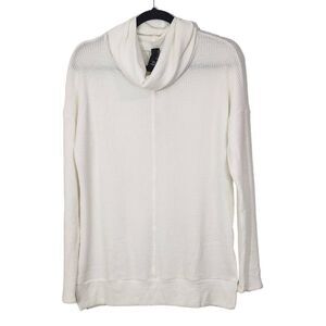 Bobi White Cowl Neck Waffle Knit Top NWT Medium Revolve Thermal Knit Comfy Top
